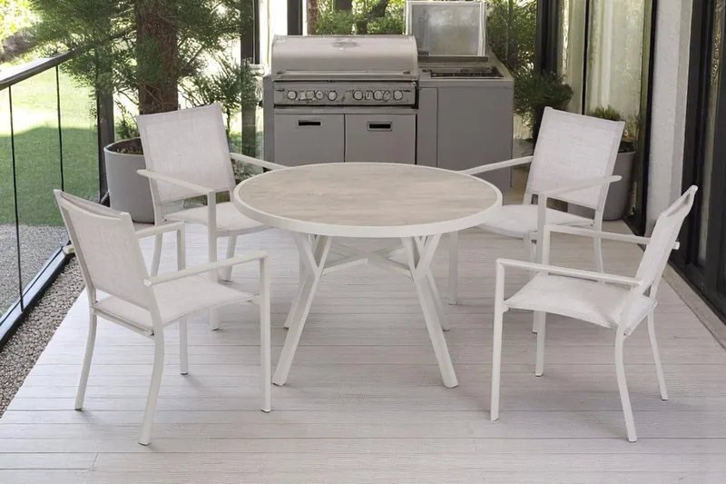 Palermo Ulkopöytä Pyöreä Ø130 cm - Harmaa/Beige - Puutarhakalusteet - Terassipöydät - Ruokapöytä terassille