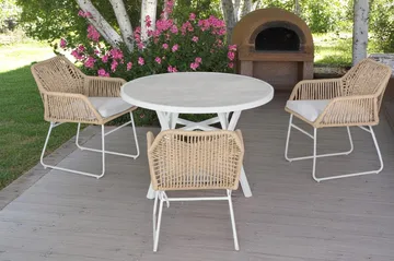 Palermo Ulkopöytä Pyöreä Ø130 cm - Harmaa/Beige - Puutarhakalusteet - Terassipöydät - Ruokapöytä terassille