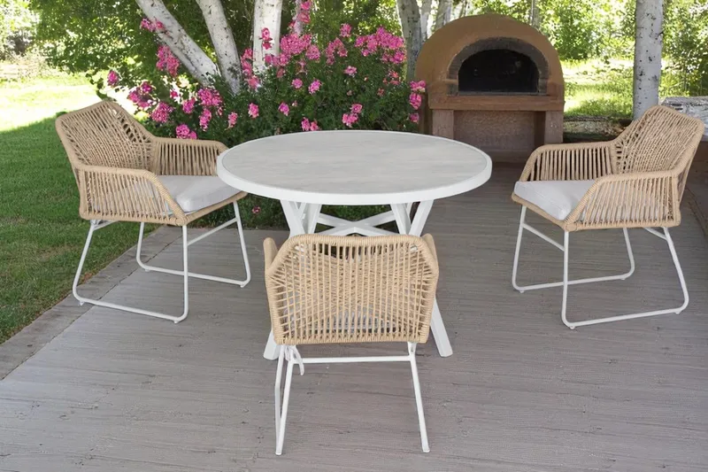 Palermo Ulkopöytä Pyöreä Ø130 cm - Harmaa/Beige - Puutarhakalusteet - Terassipöydät - Ruokapöytä terassille