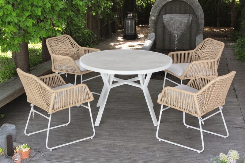 Palermo Ulkopöytä Pyöreä Ø110 cm - Harmaa/Beige - Puutarhakalusteet - Terassipöydät - Ruokapöytä terassille