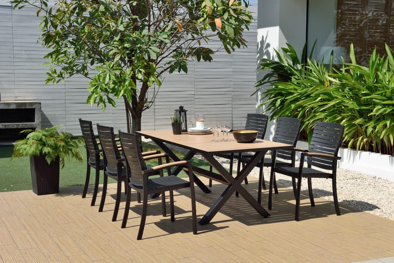 Panama Ulkopöytä 200 cm - Puu/Musta - Puutarhakalusteet - Terassipöydät - Ruokapöytä terassille