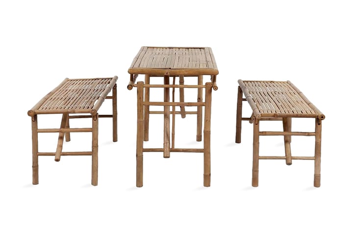 Olutpöytä 2:lla penkillä 100 cm bambu - Ruskea - Piknikpöytä