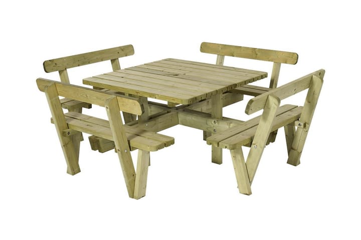 Pöytä- ja penkkisetti 42 mm neliskulmainen - Luonnonvärinen - Piknikpöytä