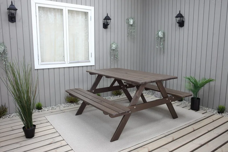 Piknikpöytä Nancie 150 cm - Ruskea - Puutarhakalusteet - Terassipöydät - Piknikpöytä