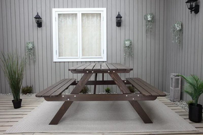 Piknikpöytä Nancie 150 cm - Ruskea - Puutarhakalusteet - Terassipöydät - Piknikpöytä