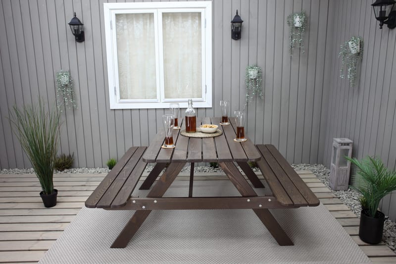 Piknikpöytä Nancie 150 cm - Ruskea - Puutarhakalusteet - Terassipöydät - Piknikpöytä