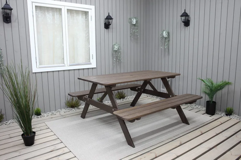 Piknikpöytä Nancie 150 cm - Ruskea - Puutarhakalusteet - Terassipöydät - Piknikpöytä