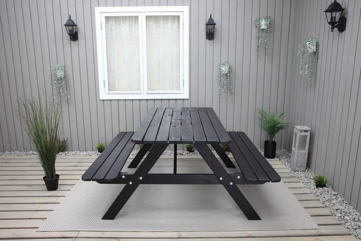 Piknikpöytä Nancie 158 cm - Kahvimusta - Piknikpöytä