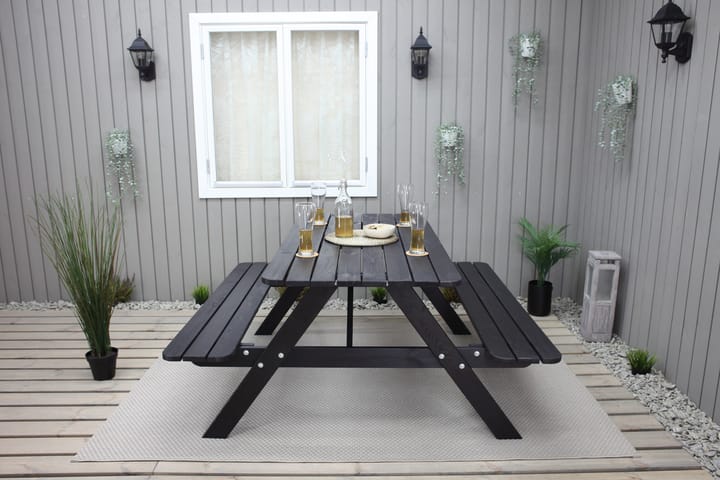 Piknikpöytä Nancie 158 cm - Kahvimusta - Piknikpöytä