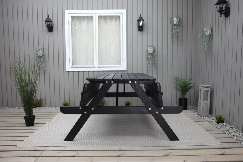 Piknikpöytä Nancie 158 cm - Kahvimusta - Puutarhakalusteet - Terassipöydät - Piknikpöytä