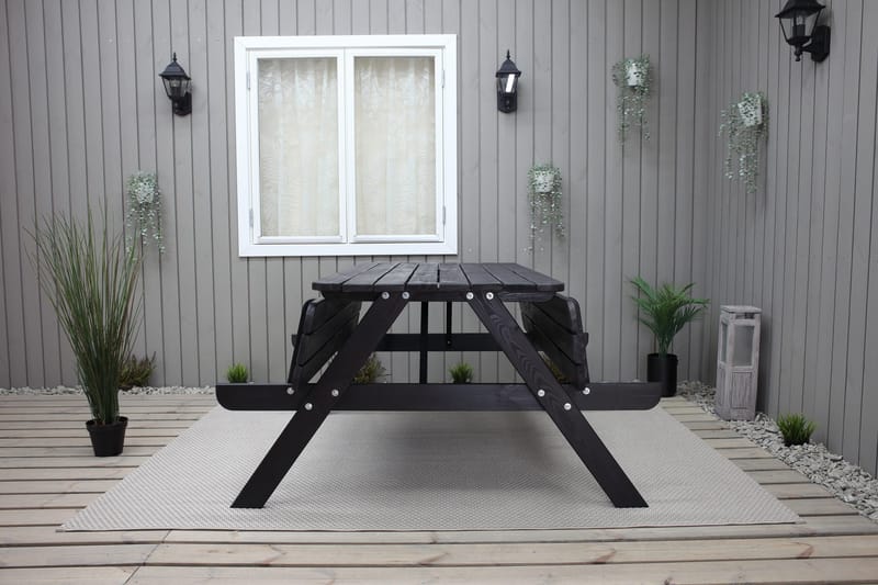 Piknikpöytä Nancie 158 cm - Kahvimusta - Puutarhakalusteet - Terassipöydät - Piknikpöytä