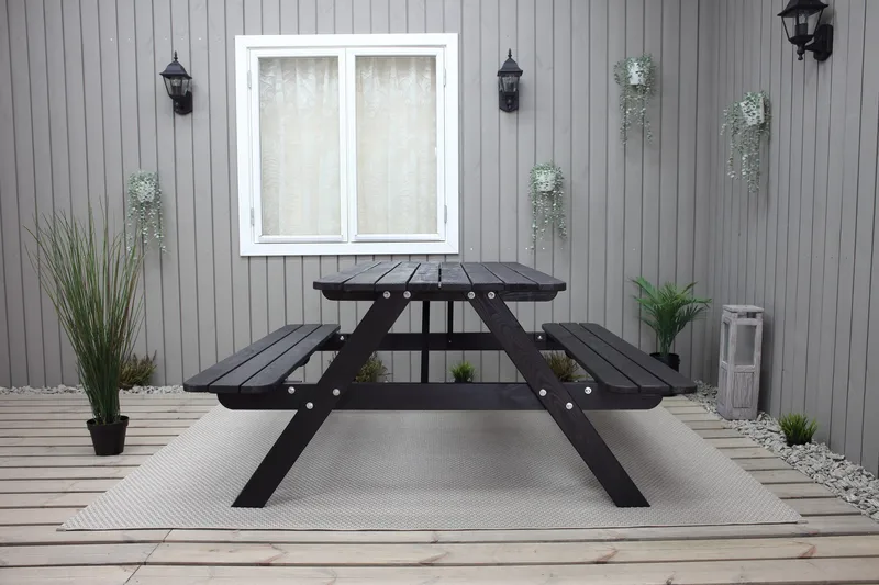 Piknikpöytä Nancie 158 cm - Kahvimusta - Puutarhakalusteet - Terassip öydät - Piknikpöytä