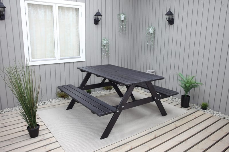 Piknikpöytä Nancie 158 cm - Kahvimusta - Puutarhakalusteet - Terassipöydät - Piknikpöytä