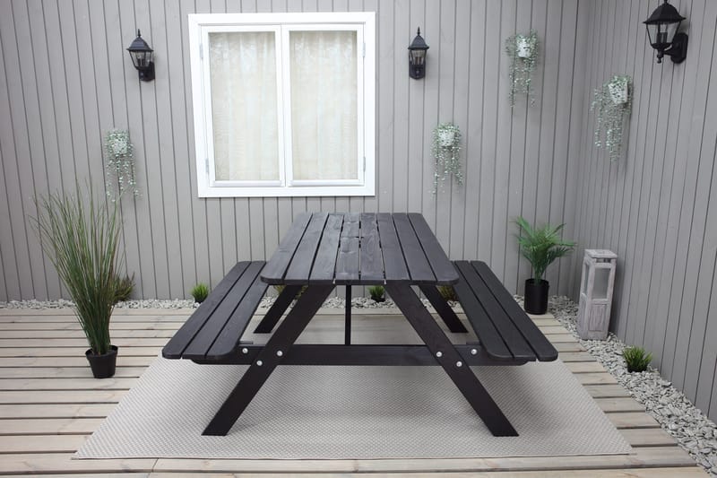 Piknikpöytä Nancie 158 cm - Kahvimusta - Puutarhakalusteet - Terassipöydät - Piknikpöytä