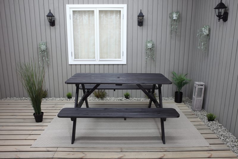 Piknikpöytä Nancie 158 cm - Kahvimusta - Puutarhakalusteet - Terassipöydät - Piknikpöytä