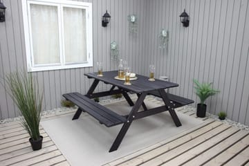 Piknikpöytä Nancie 158 cm - Kahvimusta - Puutarhakalusteet - Terassipöydät - Piknikpöytä