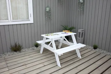 Piknikpöytä Nancie Mini - Valkoinen - Puutarhakalusteet - Terassipöydät - Piknikpöytä