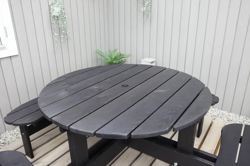 Piknikpöytä Rogolo 199 cm - Kahvimusta - Puutarhakalusteet - Terassipöydät - Piknikpöytä