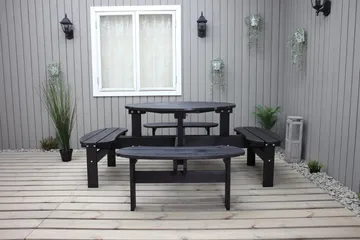 Piknikpöytä Rogolo 199 cm - Kahvimusta - Puutarhakalusteet - Terassipöydät - Piknikpöytä