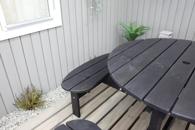 Piknikpöytä Rogolo 199 cm - Kahvimusta - Puutarhakalusteet - Terassipöydät - Piknikpöytä