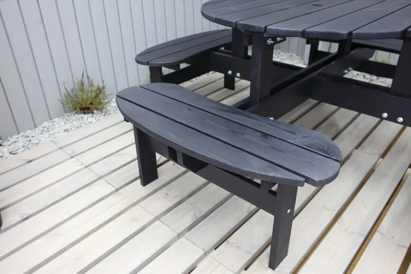 Piknikpöytä Rogolo 199 cm - Kahvimusta - Puutarhakalusteet - Terassipöydät - Piknikpöytä