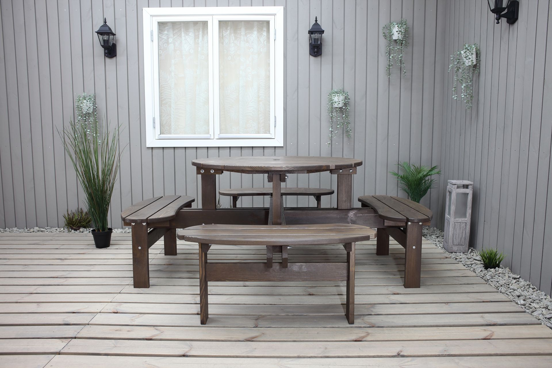Piknikpöytä Rogolo 199 cm - Ruskea - Puutarhakalusteet - Terassipöydät - Piknikpöytä