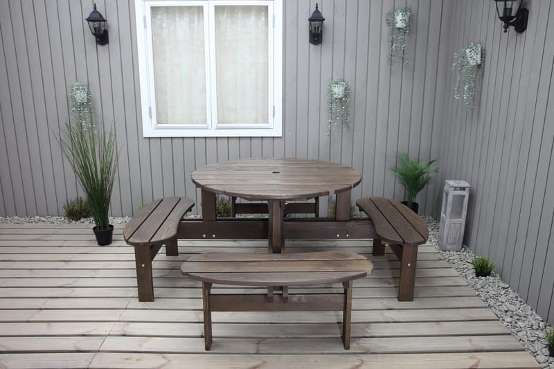 Piknikpöytä Rogolo 199 cm - Ruskea - Puutarhakalusteet - Terassipöydät - Piknikpöytä