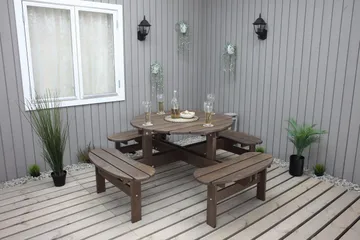 Piknikpöytä Rogolo 199 cm - Ruskea - Puutarhakalusteet - Terassipöydät - Piknikpöytä