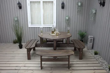 Piknikpöytä Rogolo 199 cm - Ruskea - Puutarhakalusteet - Terassipöydät - Piknikpöytä
