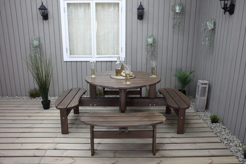 Piknikpöytä Rogolo 199 cm - Ruskea - Puutarhakalusteet - Terassipöydät - Piknikpöytä