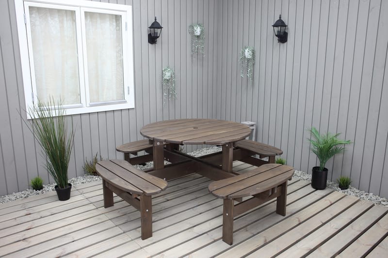 Piknikpöytä Rogolo 199 cm - Ruskea - Puutarhakalusteet - Terassipöydät - Piknikpöytä