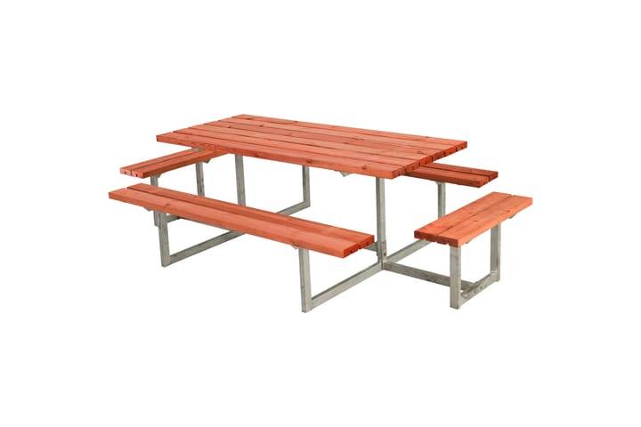PLUS Basic Pöytä/Penkkisetti 2 lisäpenkillä 260 cm Tiikki - Tiikki - Piknikpöytä