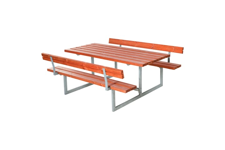 PLUS Basic Pöytä/Penkkisetti 2 selkänojalla 177 cm Tiikki - Tiikki - Piknikpöytä