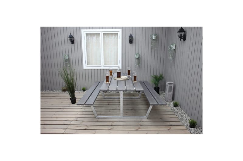 Piknikpöytä Rustik Metalli Ilman selkänojaa - Ilman selkänojaa, Harmaa - Puutarhakalusteet - Terassipöydät - Piknikpöytä