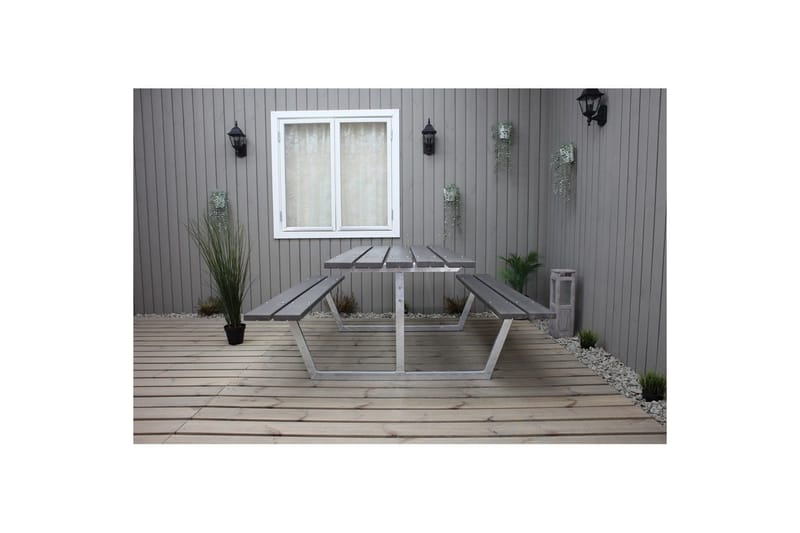 Piknikpöytä Rustik Metalli Ilman selkänojaa - Ilman selkänojaa, Harmaa - Puutarhakalusteet - Terassipöydät - Piknikpöytä