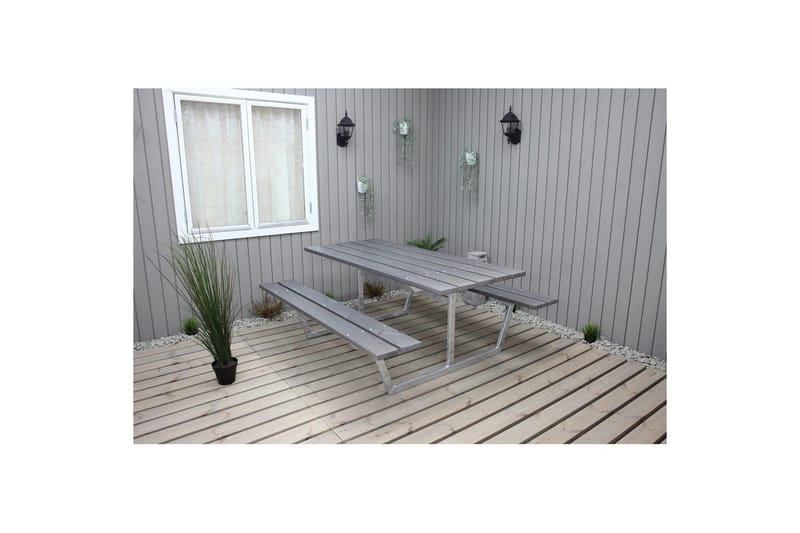 Piknikpöytä Rustik Metalli Ilman selkänojaa - Ilman selkänojaa, Harmaa - Puutarhakalusteet - Terassipöydät - Piknikpöytä