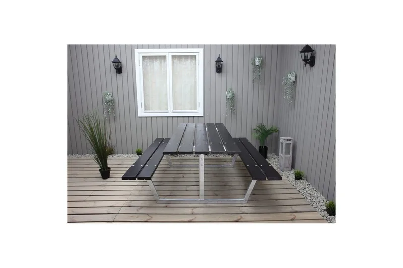 Piknikpöytä Rustik Metalli Ilman selkänojaa - Ilman selkänojaa, Musta - Puutarhakalusteet - Terassipöydät - Piknikpöytä