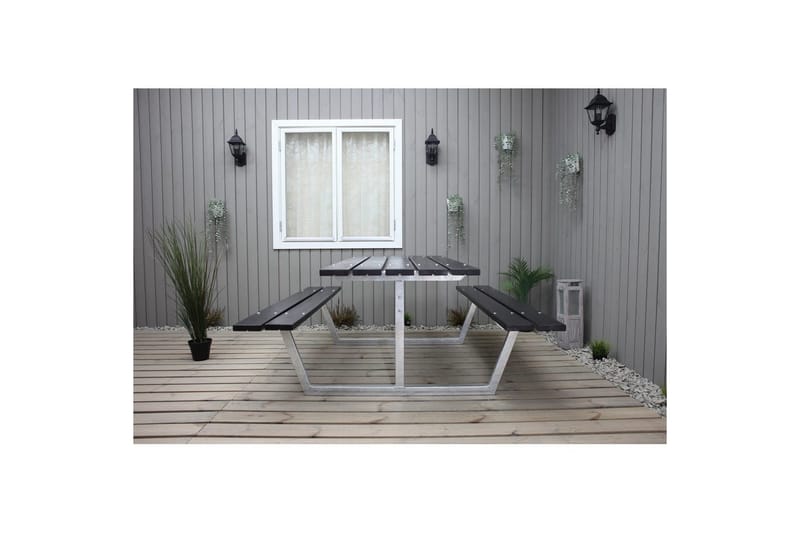 Piknikpöytä Rustik Metalli Ilman selkänojaa - Ilman selkänojaa, Musta - Puutarhakalusteet - Terassipöydät - Piknikpöytä