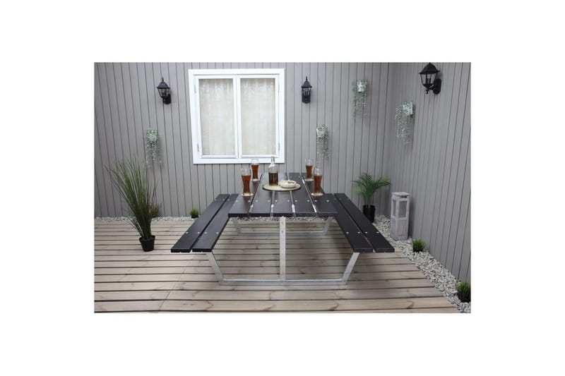 Piknikpöytä Rustik Metalli Ilman selkänojaa - Ilman selkänojaa, Musta - Puutarhakalusteet - Terassipöydät - Piknikpöytä