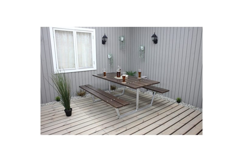 Piknikpöytä Rustik Metalli Ilman selkänojaa - Ilman selkänojaa, Ruskea - Puutarhakalusteet - Terassipöydät - Piknikpöytä