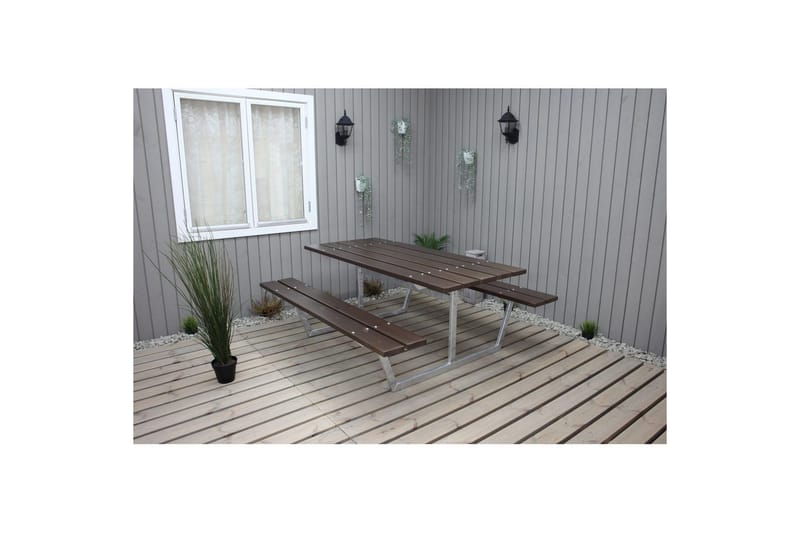 Piknikpöytä Rustik Metalli Ilman selkänojaa - Ilman selkänojaa, Ruskea - Puutarhakalusteet - Terassipöydät - Piknikpöytä