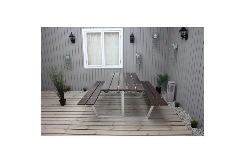 Piknikpöytä Rustik Metalli Ilman selkänojaa - Ilman selkänojaa, Ruskea - Puutarhakalusteet - Terassipöydät - Piknikpöytä