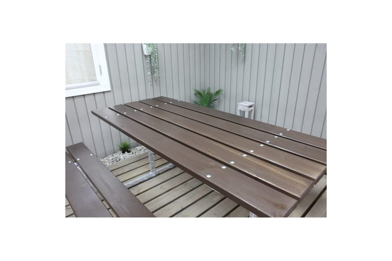 Piknikpöytä Rustik Metalli Ilman selkänojaa - Ilman selkänojaa, Ruskea - Puutarhakalusteet - Terassipöydät - Piknikpöytä