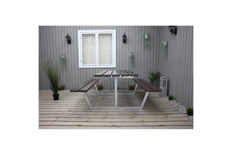 Piknikpöytä Rustik Metalli Ilman selkänojaa - Ilman selkänojaa, Ruskea - Puutarhakalusteet - Terassipöydät - Piknikpöytä