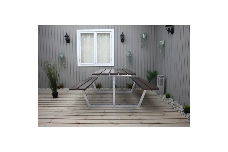 Piknikpöytä Rustik Metalli Ilman selkänojaa - Ilman selkänojaa, Ruskea - Puutarhakalusteet - Terassipöydät - Piknikpöytä