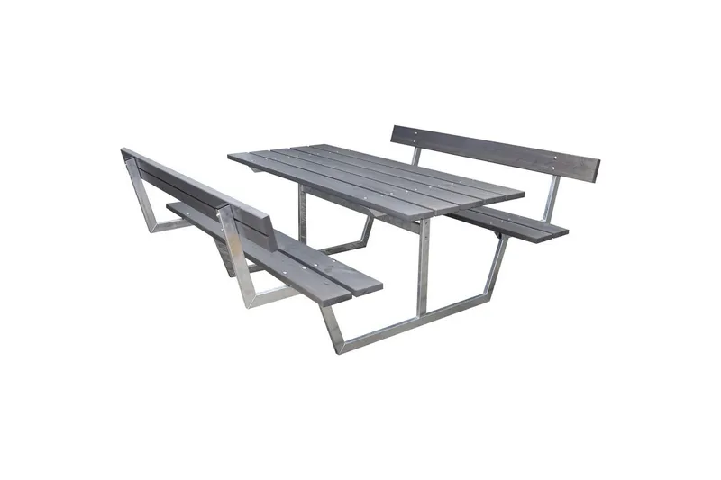 Piknikpöytä Rustik Metalli Selkänojallinen, Selkänojallinen, Harmaa