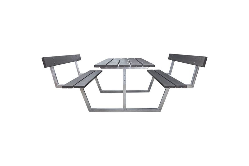 Piknikpöytä Rustik Metalli Selkänojallinen - Selkänojallinen, Harmaa - Puutarhakalusteet - Terassipöydät - Piknikpöytä