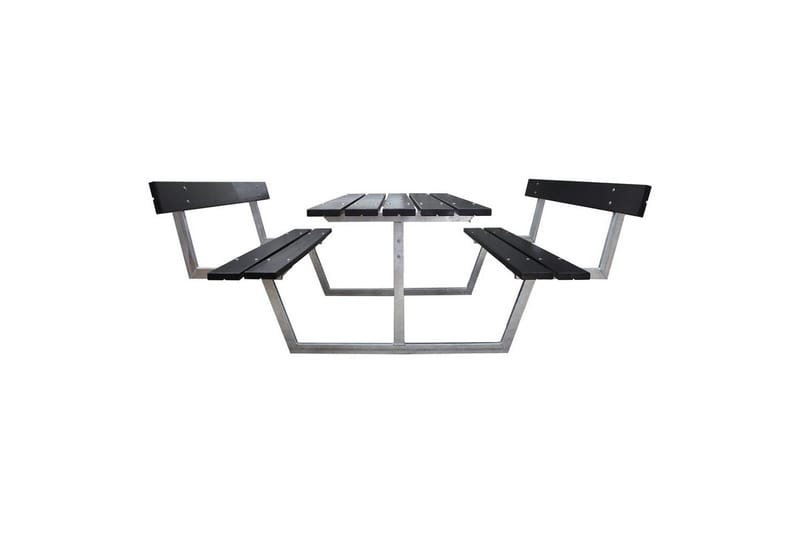 Piknikpöytä Rustik Metalli Selkänojallinen - Selkänojallinen, Musta - Puutarhakalusteet - Terassipöydät - Piknikpöytä