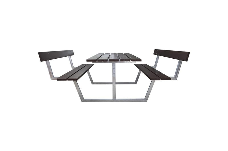 Piknikpöytä Rustik Metalli Selkänojallinen - Selkänojallinen, Ruskea - Puutarhakalusteet - Terassipöydät - Piknikpöytä