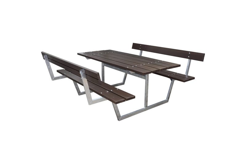 Piknikpöytä Rustik Metalli Selkänojallinen, Selkänojallinen, Ruskea